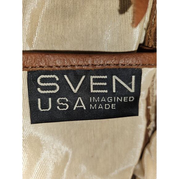 SVEN BERKELEY USA Zippered Crossbody Bag Leather 9.5x9x2 Brown - Picture 12 of 12